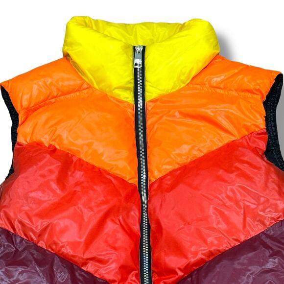 Love And Sports Women’s Size L (12-14) Multicolor Retro Stripe Puffer Vest - Picture 3 of 5